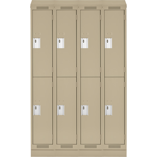 Clean Line Lockers, 2 -tier, Bank of 4, 48" x 18" x 82", Steel, Beige, Rivet (Assembled) Brunswick Fyr & Safety