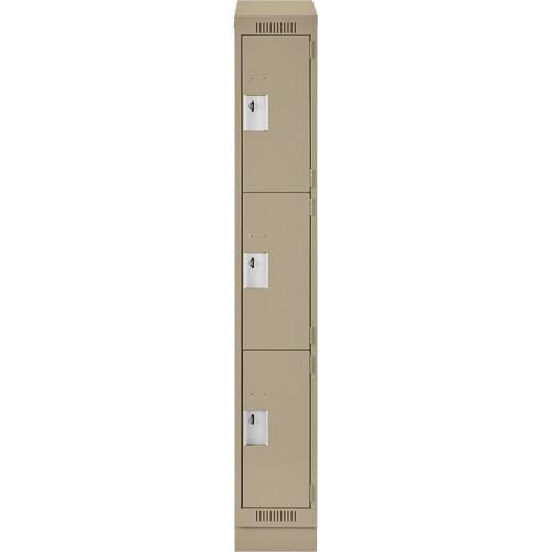 Casiers Clean Line, 3 niveaux, 12" x 18" x 82", Acier, Beige, Rivet (assembl&eacute;) Brunswick Fyr & Safety