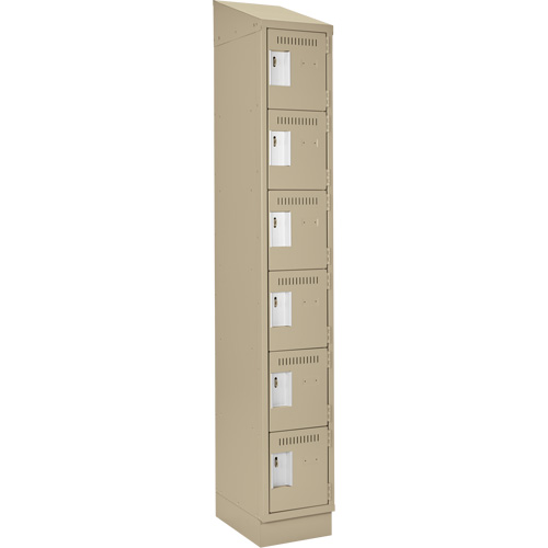 Petits casiers Clean Line, 6 niveaux, 12" x 18" x 82", Acier, Beige, Rivet (assembl&eacute;) Brunswick Fyr & Safety