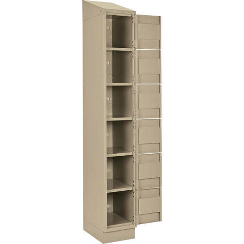 Clean Line Lockerette , 6 -tier, Bank of 4, 48" x 18" x 82", Steel, Beige, Rivet (Assembled) Brunswick Fyr & Safety