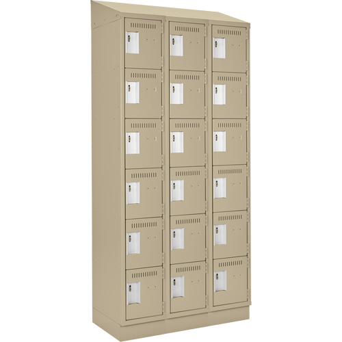 Clean Line Lockerette , 6 -tier, Bank of 3, 36" x 18" x 82", Steel, Beige, Rivet (Assembled) Brunswick Fyr & Safety