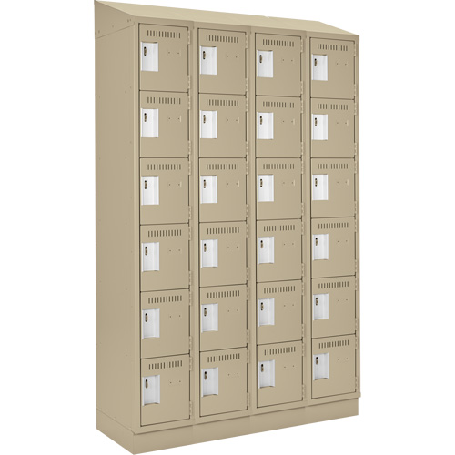 Clean Line Lockerette , 6 -tier, Bank of 4, 48" x 18" x 82", Steel, Beige, Rivet (Assembled) Brunswick Fyr & Safety