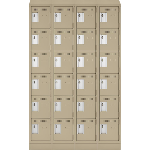 Clean Line Lockerette , 6 -tier, Bank of 4, 48" x 18" x 82", Steel, Beige, Rivet (Assembled) Brunswick Fyr & Safety