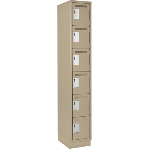 Clean Line Lockerette, 6 -tier, 12" x 18" x 76", Steel, Beige, Rivet (Assembled) Brunswick Fyr & Safety