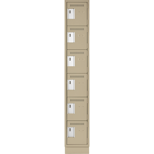 Clean Line Lockerette, 6 -tier, 12" x 18" x 76", Steel, Beige, Rivet (Assembled) Brunswick Fyr & Safety