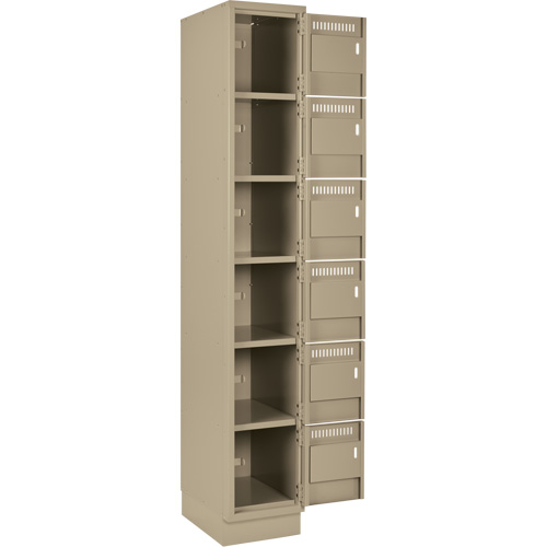 Clean Line Lockerette, 6 -tier, Bank of 2, 24" x 18" x 76", Steel, Beige, Rivet (Assembled) Brunswick Fyr & Safety