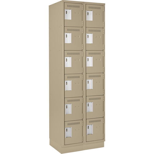 Clean Line Lockerette, 6 -tier, Bank of 2, 24" x 18" x 76", Steel, Beige, Rivet (Assembled) Brunswick Fyr & Safety