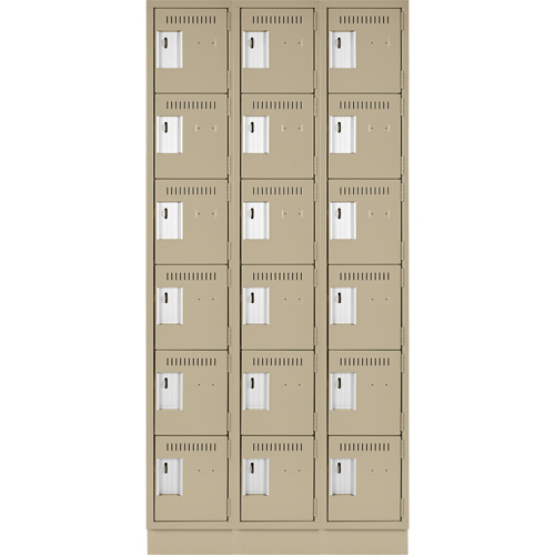 Clean Line Lockerette, 6 -tier, Bank of 3, 36" x 18" x 76", Steel, Beige, Rivet (Assembled) Brunswick Fyr & Safety