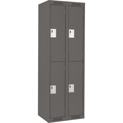 Clean Line Lockers, 2 -tier, Bank of 2, 24" x 18" x 72", Steel, Charcoal, Rivet (Assembled) Brunswick Fyr & Safety