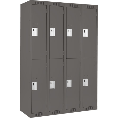 Clean Line Lockers, 2 -tier, Bank of 4, 48" x 18" x 72", Steel, Charcoal, Rivet (Assembled) Brunswick Fyr & Safety