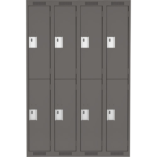 Clean Line Lockers, 2 -tier, Bank of 4, 48" x 18" x 72", Steel, Charcoal, Rivet (Assembled) Brunswick Fyr & Safety