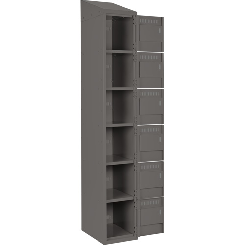 Clean Line Lockerette, 6 -tier, Bank of 3, 36" x 18" x 78", Steel, Charcoal, Rivet (Assembled) Brunswick Fyr & Safety