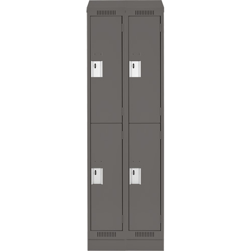 Clean Line Lockers, 2 -tier, Bank of 2, 24" x 18" x 82", Steel, Charcoal, Rivet (Assembled) Brunswick Fyr & Safety