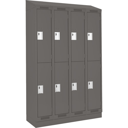 Clean Line Lockers, 2 -tier, Bank of 4, 48" x 18" x 82", Steel, Charcoal, Rivet (Assembled) Brunswick Fyr & Safety