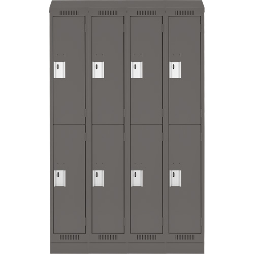Clean Line Lockers, 2 -tier, Bank of 4, 48" x 18" x 82", Steel, Charcoal, Rivet (Assembled) Brunswick Fyr & Safety