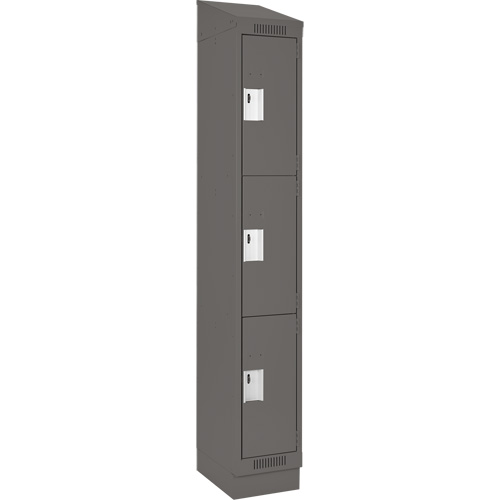 Clean Line Lockers, 3 -tier, 12" x 18" x 82", Steel, Charcoal, Rivet (Assembled) Brunswick Fyr & Safety