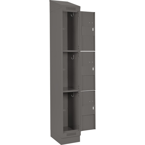 Clean Line Lockers, 3 -tier, Bank of 4, 48" x 18" x 82", Steel, Charcoal, Rivet (Assembled) Brunswick Fyr & Safety