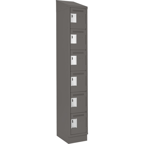 Clean Line Lockerette, 6 -tier, 12" x 18" x 82", Steel, Charcoal, Rivet (Assembled) Brunswick Fyr & Safety