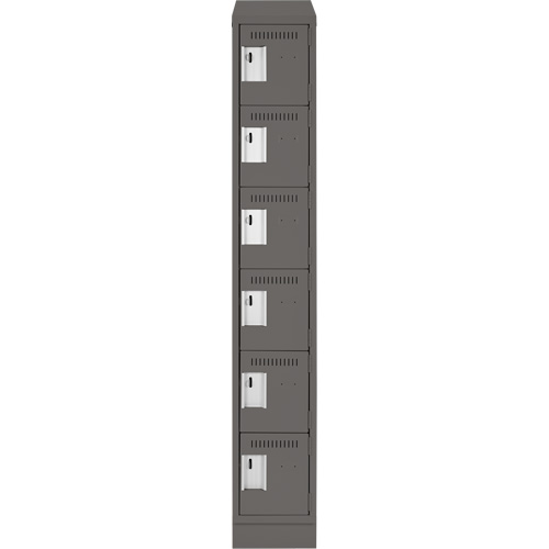 Clean Line Lockerette, 6 -tier, 12" x 18" x 82", Steel, Charcoal, Rivet (Assembled) Brunswick Fyr & Safety