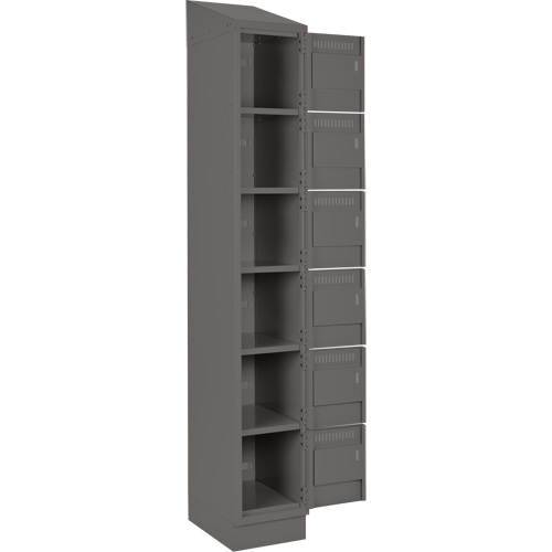 Clean Line Lockerette, 6 -tier, Bank of 4, 48" x 18" x 82", Steel, Charcoal, Rivet (Assembled) Brunswick Fyr & Safety