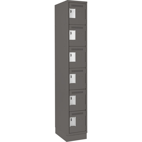 Clean Line Lockerette, 6 -tier, 12" x 18" x 76", Steel, Charcoal, Rivet (Assembled) Brunswick Fyr & Safety
