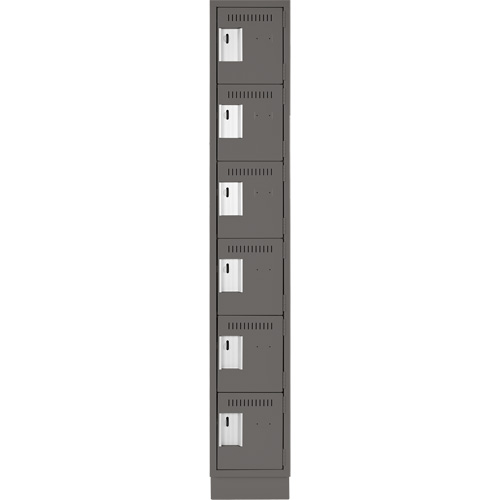 Clean Line Lockerette, 6 -tier, 12" x 18" x 76", Steel, Charcoal, Rivet (Assembled) Brunswick Fyr & Safety