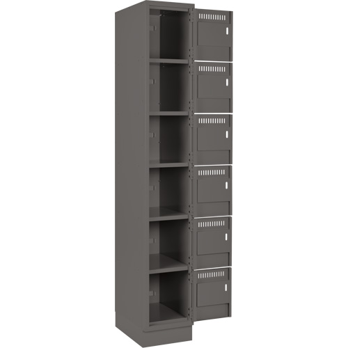 Clean Line Lockerette, 6 -tier, Bank of 3, 36" x 18" x 76", Steel, Charcoal, Rivet (Assembled) Brunswick Fyr & Safety