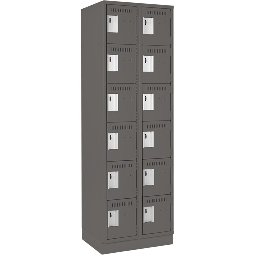 Clean Line Lockerette, 6 -tier, Bank of 2, 24" x 18" x 76", Steel, Charcoal, Rivet (Assembled) Brunswick Fyr & Safety