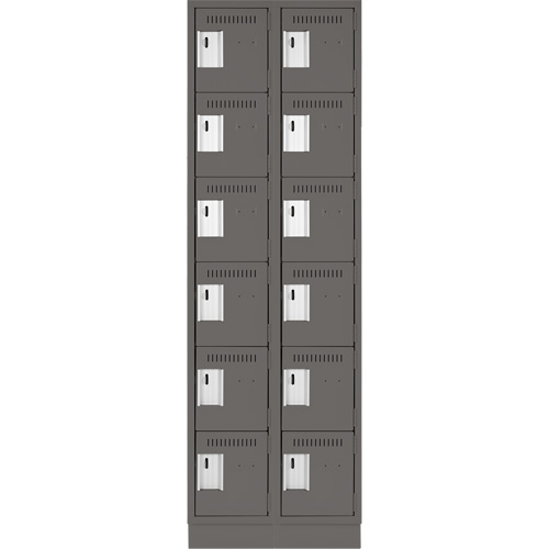 Clean Line Lockerette, 6 -tier, Bank of 2, 24" x 18" x 76", Steel, Charcoal, Rivet (Assembled) Brunswick Fyr & Safety