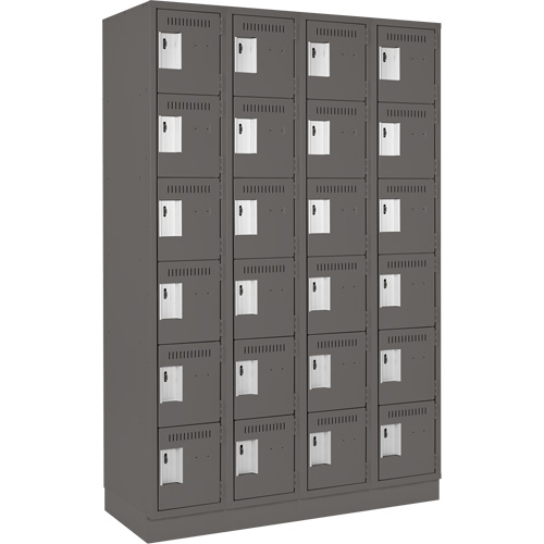 Clean Line Lockerette, 6 -tier, Bank of 4, 48" x 18" x 76", Steel, Charcoal, Rivet (Assembled) Brunswick Fyr & Safety