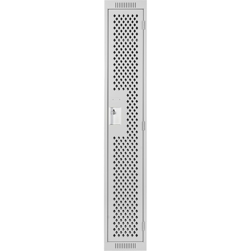 Clean Line Lockers, 12" x 15" x 72", Steel, Grey, Rivet (Assembled), Perforated Brunswick Fyr & Safety