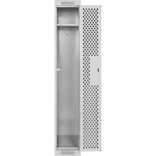 Clean Line Lockers, 12" x 15" x 72", Steel, Grey, Rivet (Assembled), Perforated Brunswick Fyr & Safety