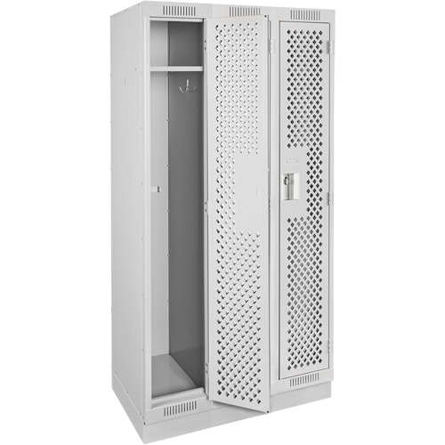 Clean Line Lockers, Bank of 3, 36" x 18" x 76", Steel, Grey, Rivet (Assembled), Perforated Brunswick Fyr & Safety
