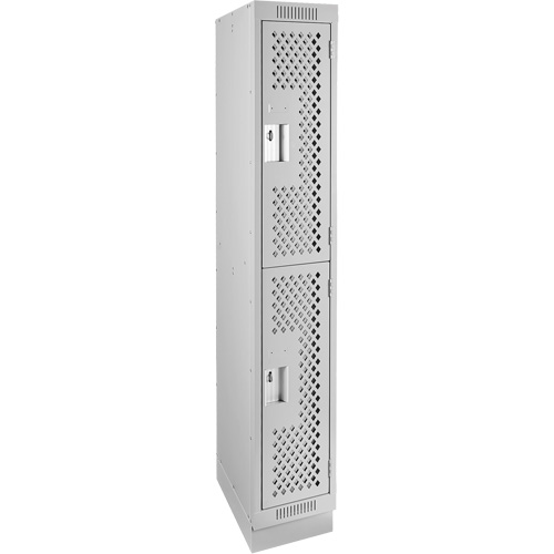 Casiers Clean Line, 2 niveaux, 12" x 18" x 76", Acier, Gris, Rivet (assembl&eacute;), Perfor&eacute; Brunswick Fyr & Safety