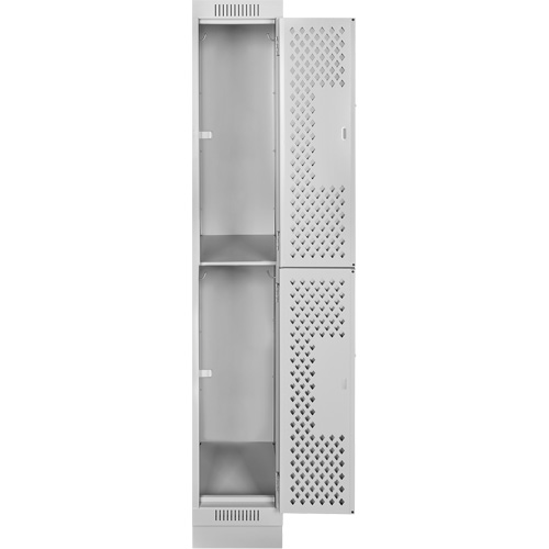 Casiers Clean Line, 2 niveaux, 12" x 18" x 76", Acier, Gris, Rivet (assembl&eacute;), Perfor&eacute; Brunswick Fyr & Safety