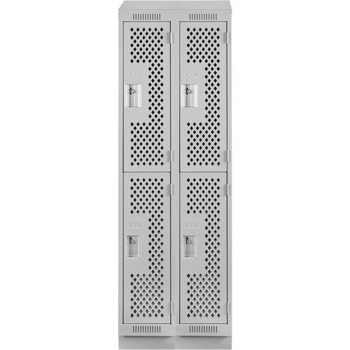 Casiers Clean Line, 2 niveaux, Bloc de 2, 24" x 18" x 82", Acier, Gris, Rivet (assembl&eacute;), Perfor&eacute; Brunswick Fyr & Safety