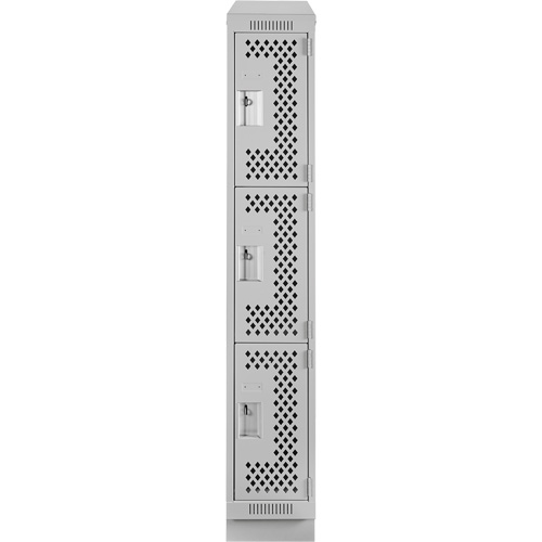 Casiers Clean Line, 3 niveaux, 12" x 15" x 82", Acier, Gris, Rivet (assembl&eacute;), Perfor&eacute; Brunswick Fyr & Safety