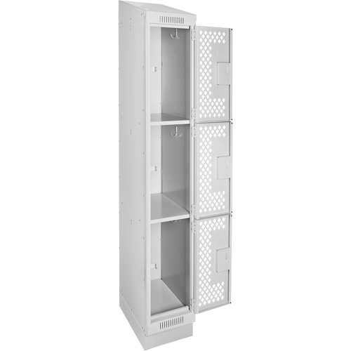 Casiers Clean Line, 3 niveaux, 12" x 15" x 82", Acier, Gris, Rivet (assembl&eacute;), Perfor&eacute; Brunswick Fyr & Safety