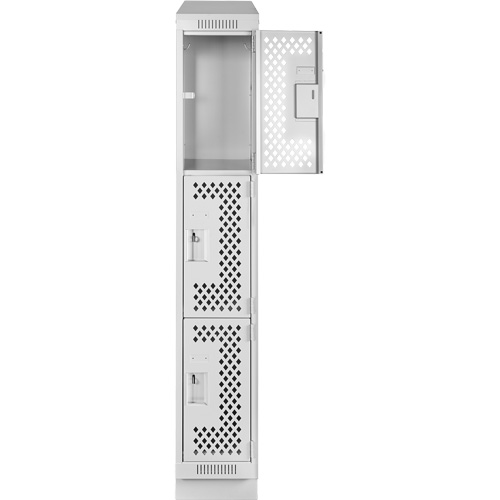 Casiers Clean Line, 3 niveaux, 12" x 15" x 82", Acier, Gris, Rivet (assembl&eacute;), Perfor&eacute; Brunswick Fyr & Safety