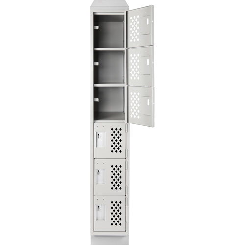 Assembled Lockerettes Clean Line Perforated Economy Lockers, 6 -tier, 18" x 72" x 12", Steel Brunswick Fyr & Safety