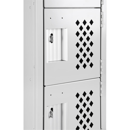 Assembled Clean Line Perforated Economy Lockers, 6 -tier, Bank of 4, 18" x 72" x 12", Steel Brunswick Fyr & Safety