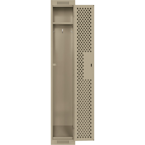 Clean Line Lockers, 12" x 12" x 72", Steel, Beige, Rivet (Assembled), Perforated Brunswick Fyr & Safety