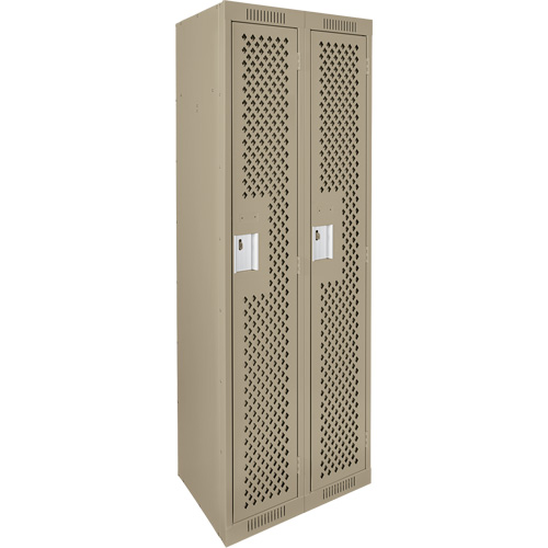 Clean Line Lockers, Bank of 2, 24" x 15" x 72", Steel, Beige, Rivet (Assembled), Perforated Brunswick Fyr & Safety
