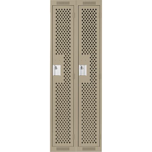 Clean Line Lockers, Bank of 2, 24" x 15" x 72", Steel, Beige, Rivet (Assembled), Perforated Brunswick Fyr & Safety