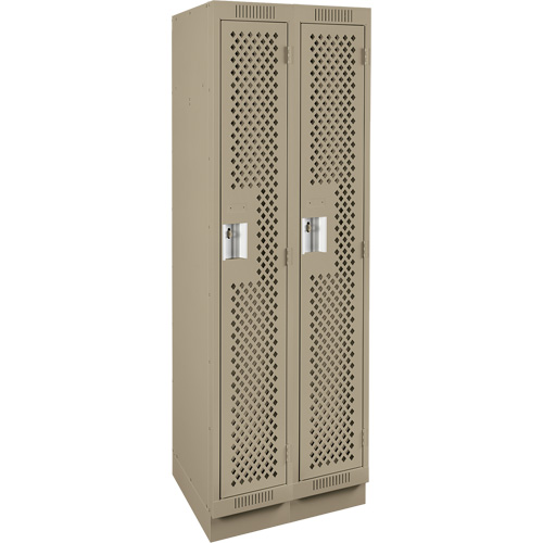 Clean Line Lockers, Bank of 2, 24" x 15" x 76", Steel, Beige, Rivet (Assembled), Perforated Brunswick Fyr & Safety