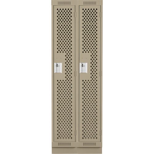 Clean Line Lockers, Bank of 2, 24" x 15" x 76", Steel, Beige, Rivet (Assembled), Perforated Brunswick Fyr & Safety