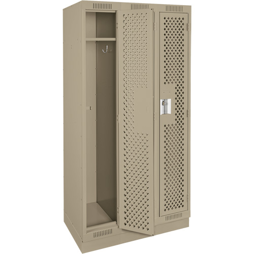Clean Line Lockers, Bank of 3, 36" x 18" x 76", Steel, Beige, Rivet (Assembled), Perforated Brunswick Fyr & Safety