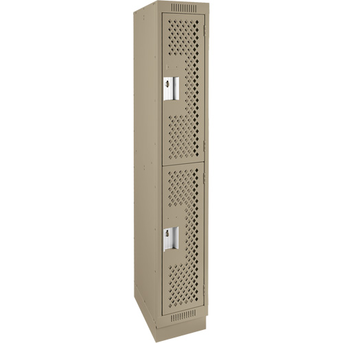 Casiers Clean Line, 2 niveaux, 12" x 18" x 76", Acier, Beige, Rivet (assembl&eacute;), Perfor&eacute; Brunswick Fyr & Safety