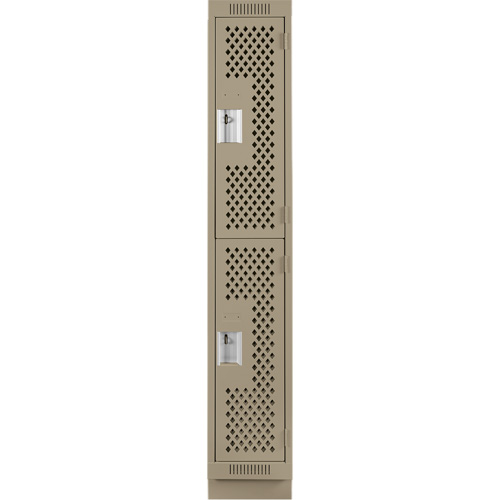 Casiers Clean Line, 2 niveaux, 12" x 18" x 76", Acier, Beige, Rivet (assembl&eacute;), Perfor&eacute; Brunswick Fyr & Safety