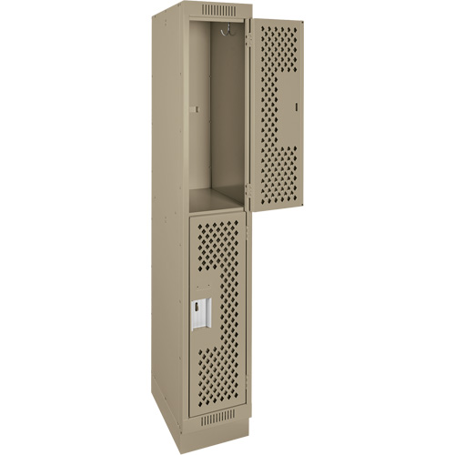 Casiers Clean Line, 2 niveaux, 12" x 18" x 76", Acier, Beige, Rivet (assembl&eacute;), Perfor&eacute; Brunswick Fyr & Safety